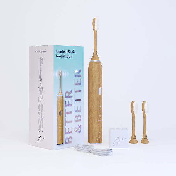 Bamboo Sonic Toothbrush (2.0) with bamboo replacement heads