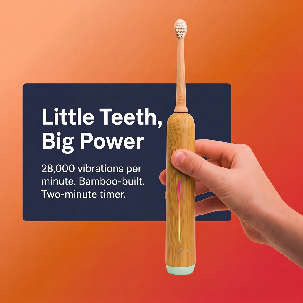Kids Bamboo Sonic Toothbrush Replacement Heads, lifestyle image