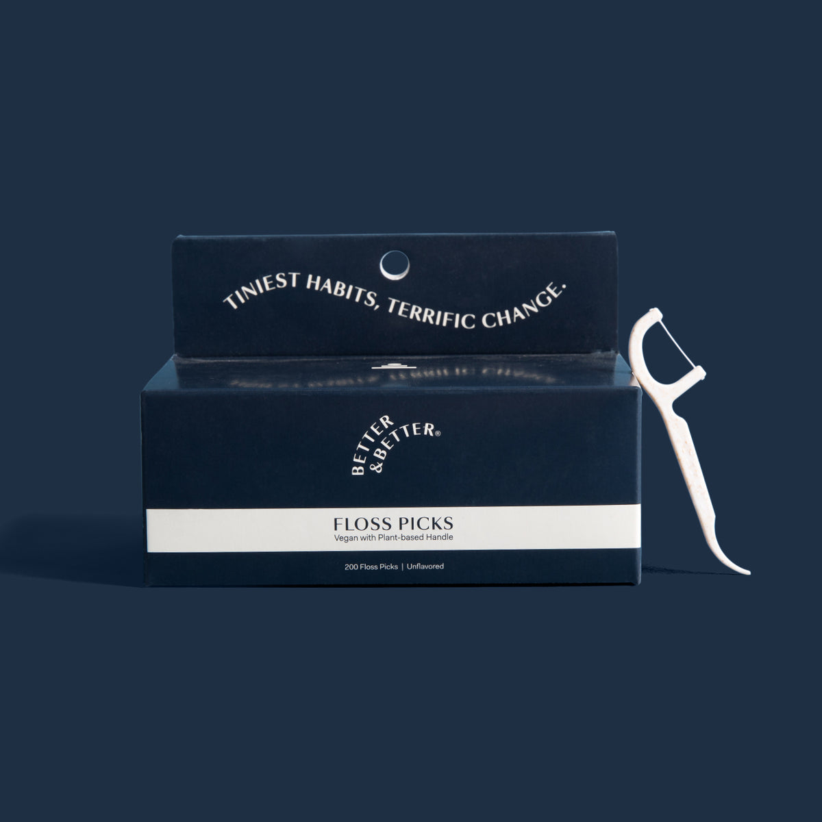 Better & Better Floss Picks (200 Pack) with biodegradable handles